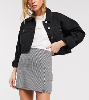 ASOS DESIGN denim shrunken trucker jacket in black