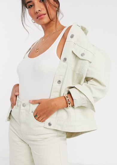 Vero Moda oversized denim jacket in ecru