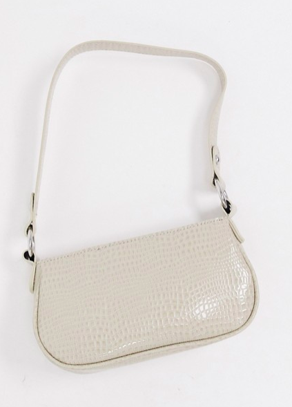 ASOS DESIGN stone croc effect 90s shoulder bag