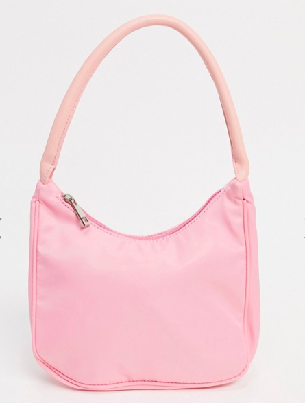 Glamorous Exclusive 90s shoulder bag in pink nylon