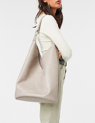 Glamorous slouchy tote bag in taupe beige