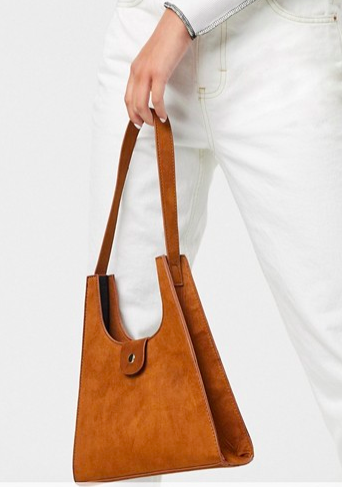 Glamorous Exclusive boxy shoulder bag in brown suedette