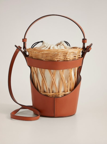 MANGO Wood bucket bag