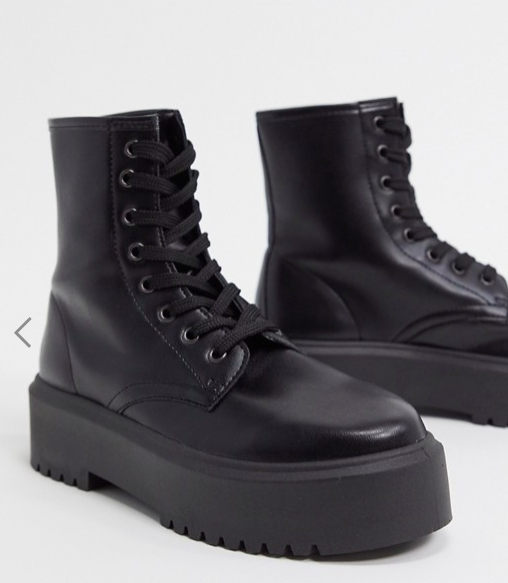 ASOS DESIGN Attitude 2 lace up chunky boots in black