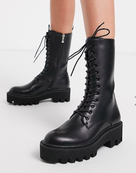 Lamoda Unforgiven High military calf boots in black
