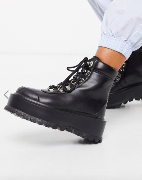 Koi Footwear Hyrda vegan flatform hiker in black