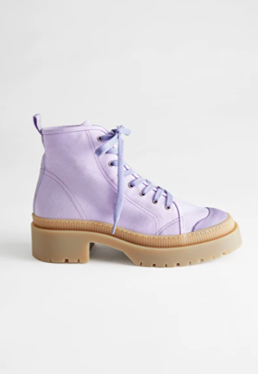 Stories Chunky Canvas Lace Up Boots
