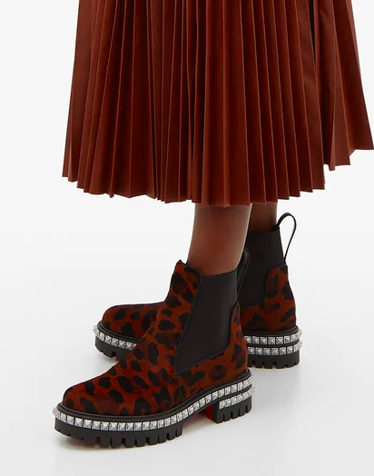 CHRISTIAN LOUBOUTIN By the River studded leopard-print calf-hair boots