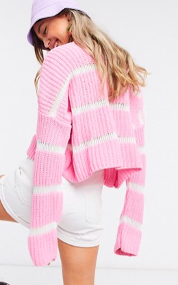 ASOS DESIGN sweater in stripe in pink