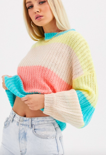 Missguided sweater in rainbow stripe