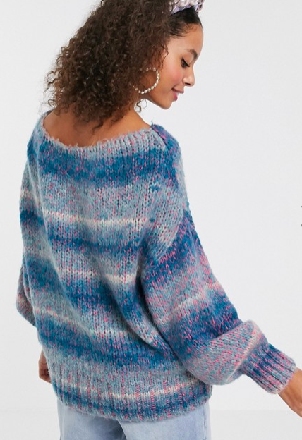 ASOS DESIGN off shoulder sweater in space dye yarn