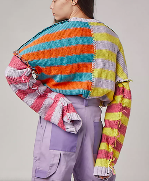The Ragged Priest Editor Inside Out Mixed Stripe Sweater