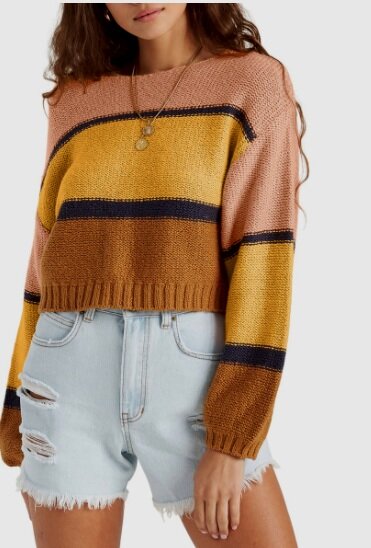 Seeing Stripes Boat Neck Cotton Sweater BILLABONG