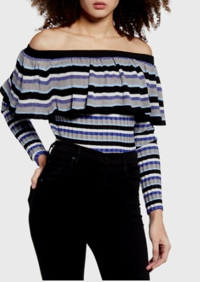 Stripe Off the Shoulder Sweater ENDLESS ROSE