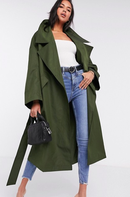 ASOS DESIGN slouchy oversized lightweight trench coat in khaki