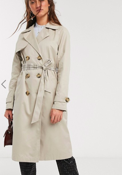 Only trench coat with check lining in beige