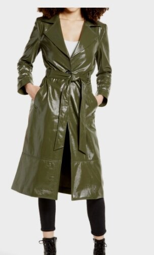 Faux Patent Leather Trench Coat LEITH