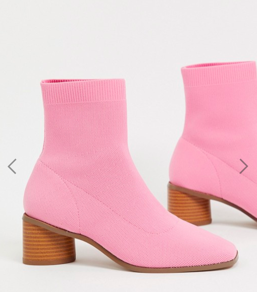 ASOS DESIGN Radley knitted heeled sock boots in pink