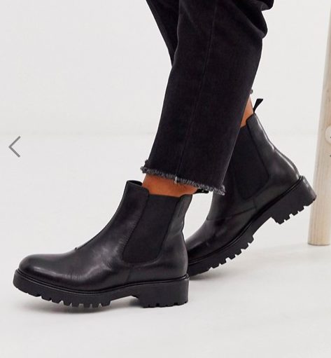 Vagabond Kenova black leather chunky flat ankle boots
