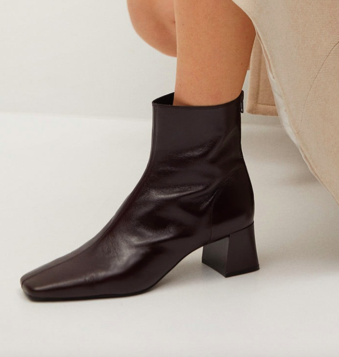 Mango Squared toe leather ankle boots
