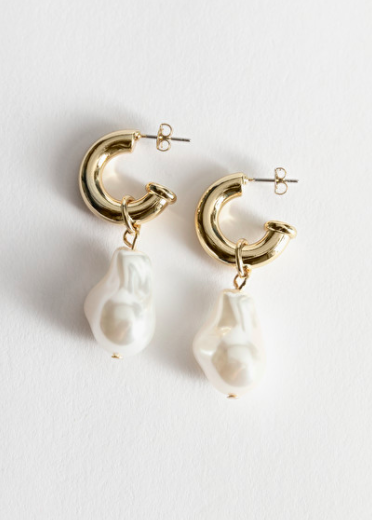 Stories Pearl Pendant Mini Hoop Earrings