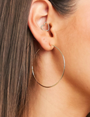 ASOS DESIGN fine wire 50mm hoop earrings in gold tone