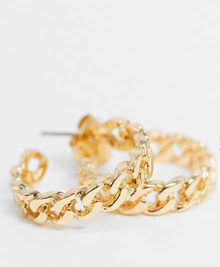 Pieces chain hoop earrings in gold