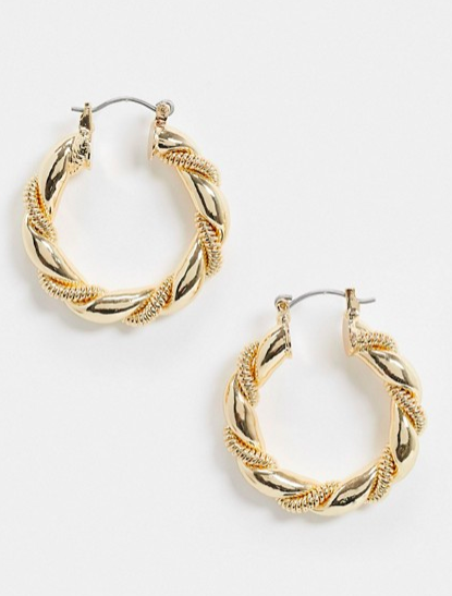 ASOS DESIGN hoop earrings with ball twist in gold toneASOS DESIGN hoop earrings with ball twist in gold tone