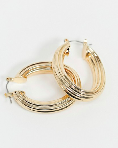 ASOS DESIGN hoop earrings in oval shape in gold tone