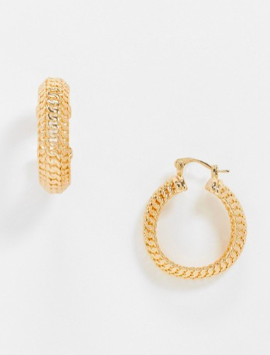 ASOS DESIGN hoop earrings in layered chain design in gold tone