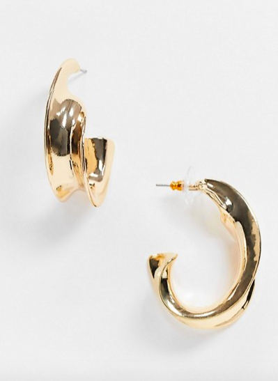 ASOS DESIGN hoop earrings in minimal twist in gold tone