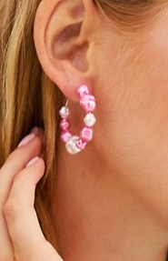 ASOS DESIGN mini hoop earrings with faux pearl