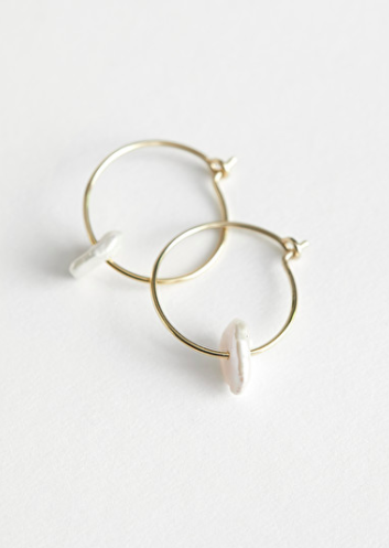 Stories Pearl Pendant Mini Hoop Earrings