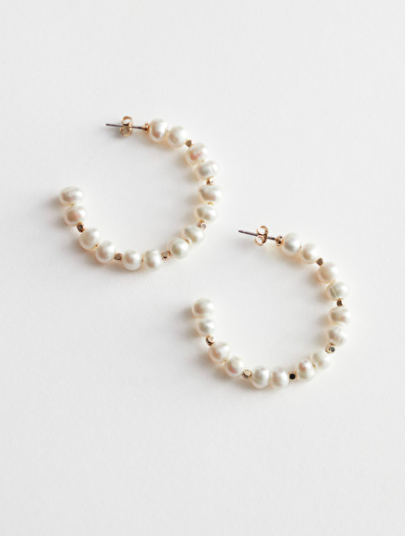 Stories Organic Pearl Open Hoop Earrings