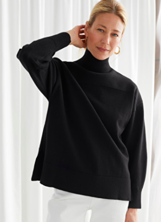 Stories Relaxed Turtleneck Rib Knit Sweater