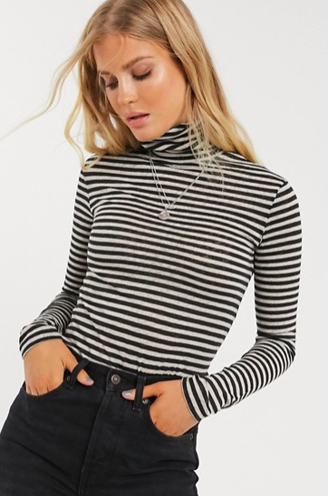 AllSaints exclusive stripe roll neck top