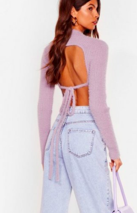 Nasty Gal Back Together Turtleneck Fluffy Knit Top