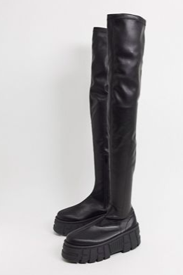 ASOS DESIGN Kellie chunky over the knee boots in black