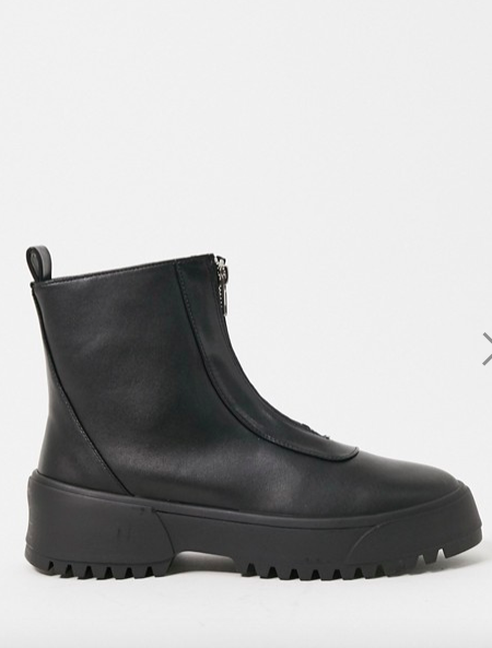 ASOS DESIGN Azure chunky front zip boots in black