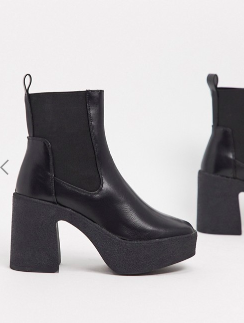 Public Desire Trooper chunky heeled chelsea boots in black