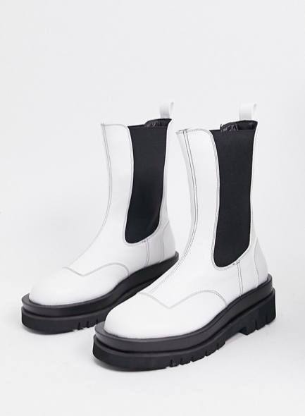 Z_Code_Z Exclusive Nora vegan-friendly chunky chelsea boots in white