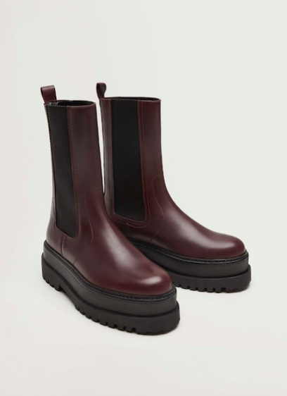 mango Leather high-leg boots