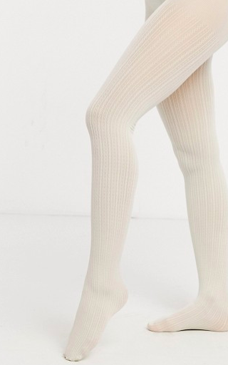 Gipsy fine cable knit tights in cream