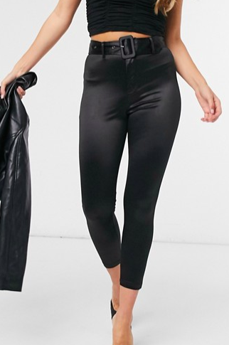 ASOS DESIGN disco legging with self belt in black