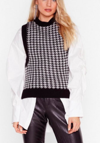 Nasty Gal Tell Us the Houndstooth Knitted Vest Top