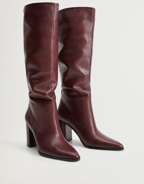 Mango Leather boots with tall leg