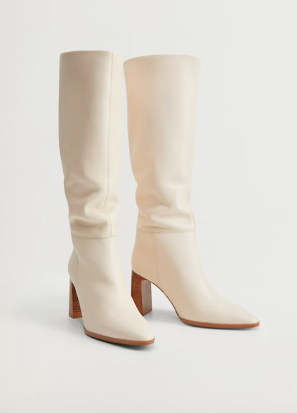 Mango Leather boots with tall leg