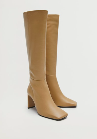 Mango Leather boots with tall leg