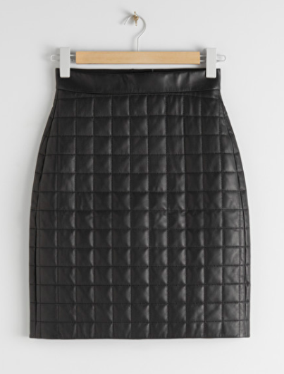 Stories Quilted Leather Skirt