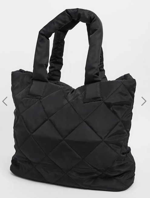 My Accessories London wide tote bag in black quilted nylon